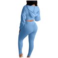thumbnail image 3 of Lindreshi 2 Piece Sweat Suits for Women Fashion Women V-Neck Casual Solid Color Long Sleeve Sweatshirt+ Pant Set, 3 of 7
