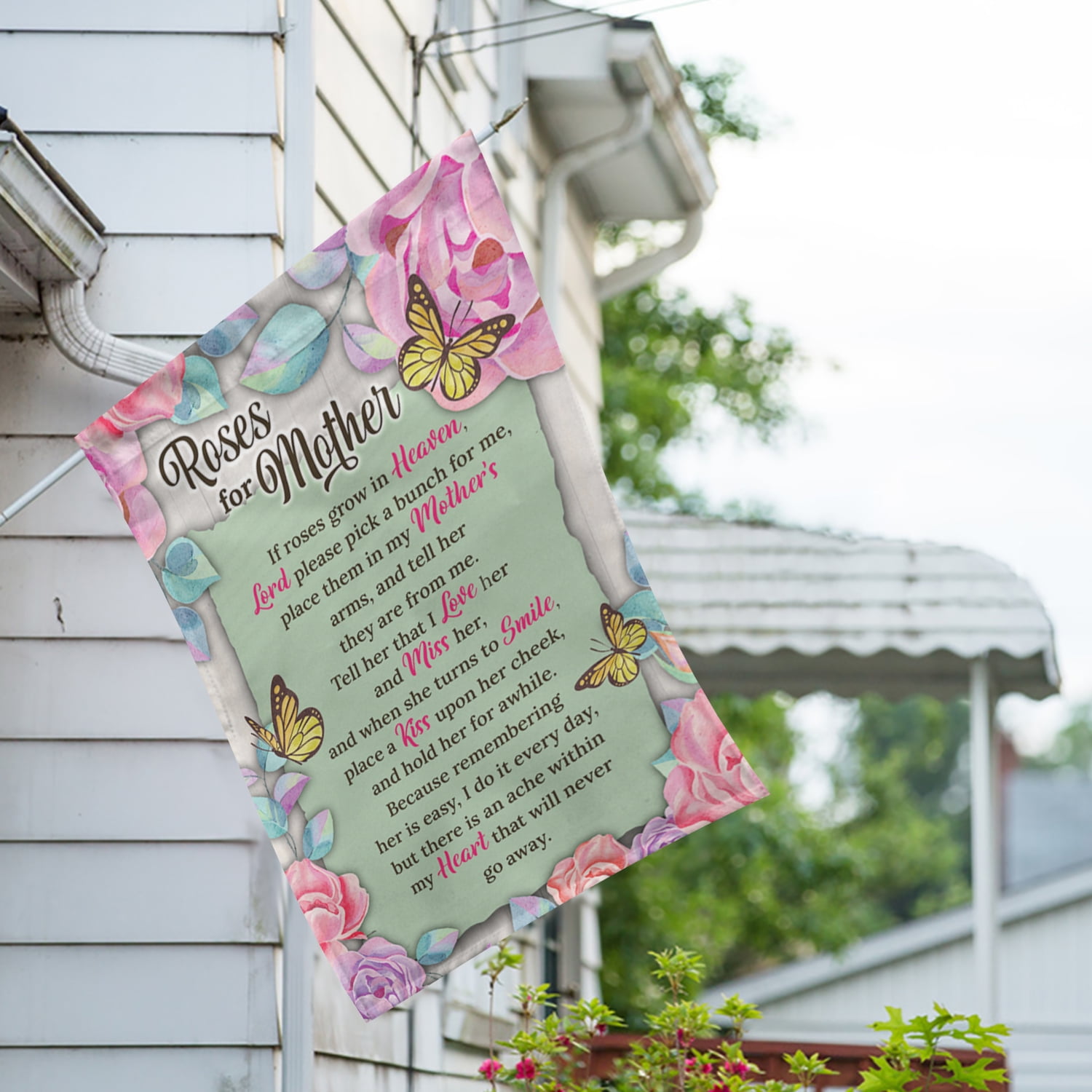 America Forever Mother Memorial House Flag 28 x 40 inch Double Sided Mother's Day In Heaven Bereavement Grave Decorations For Cemetery, Mom Remembrance Flag