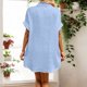 thumbnail image 3 of Vestido con cuello en V y botones para mujer - con bolsillos, informal/trabajo/fiesta, poliéster, verano/otoño, S-XXXL, 3 of 6