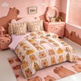 thumbnail image 2 of meiyoeat Cute Capybara 7 Pieces Full Size Bedding Sets,Kawaii Alphabet Print Full Size Bed in a Bag,Pink Reversible, 2 of 7