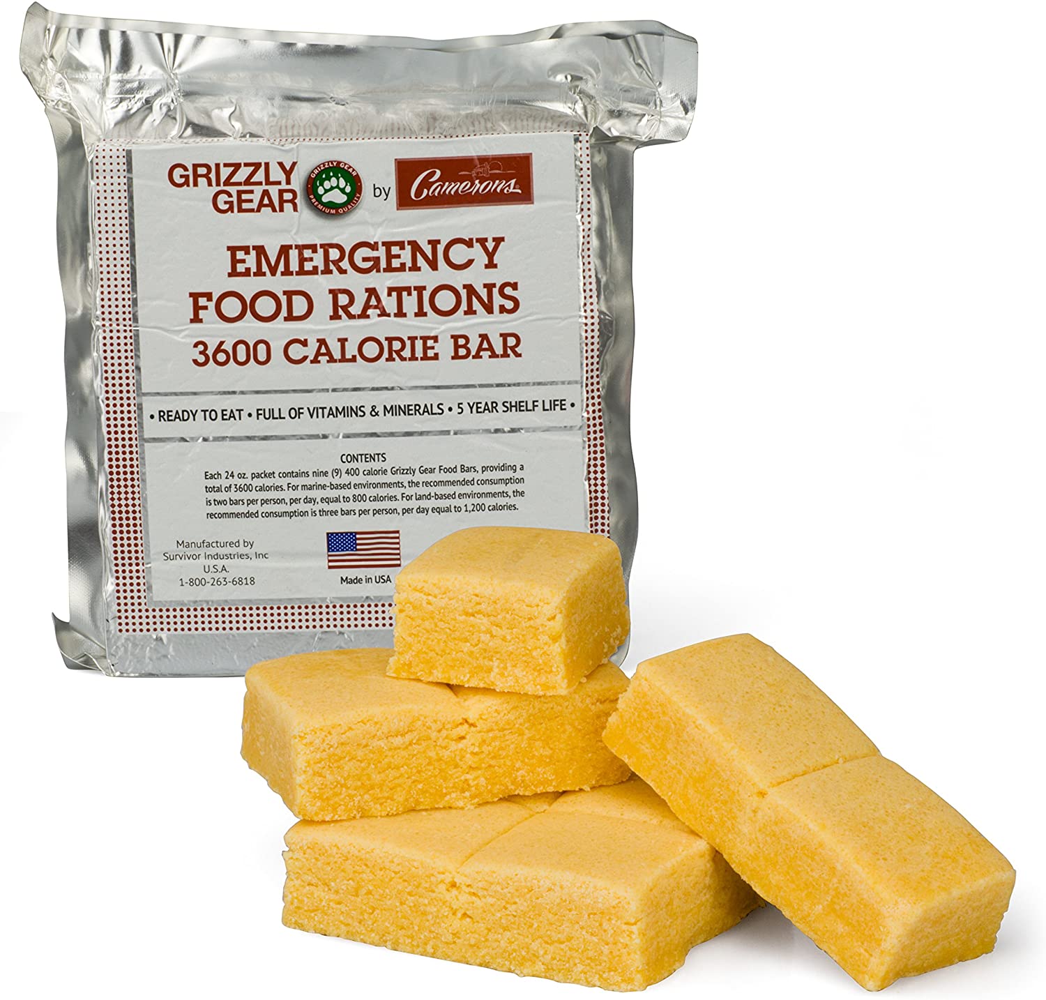 Emergency Food Rations 3600 Calorie Bar 3 Day Supply Less Sugar