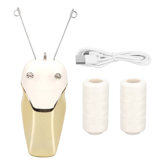 Depiladora de pelo con hilo electrónico, LED, recargable por USB, para el cuello, color amarillo
