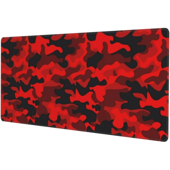 Red and Black Camo Extended Large Gaming Mouse Pad Non Slip Rubber Base Mousepad Stitched Edges 31.5 X 11.8 Inch