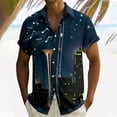 thumbnail image 2 of IWRICH Men's Bowling Shirt 1950s Retro Rockabilly Style Short Sleeve Button down Music Hawaiian Shirts 02-Navy S, 2 of 4