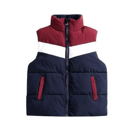 

Riforla Kids Child Toddler Baby Boys Girls Sleeveless Color Block Patchwork Winter Coats Jacket Vest Outer Outwear Outfits Clothes Toddler Winter Coat for Boys Girls Navy 120