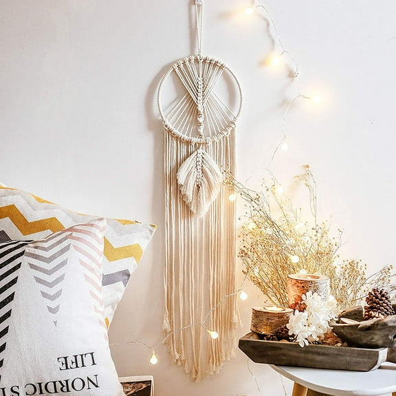 Dream Catcher Decor, Boho Dreamcatcher Macrame Wall Hanging Handmade Woven Dream Catcher for Home Decor, Wedding Arrangements, Girls or Kids Festival Gift