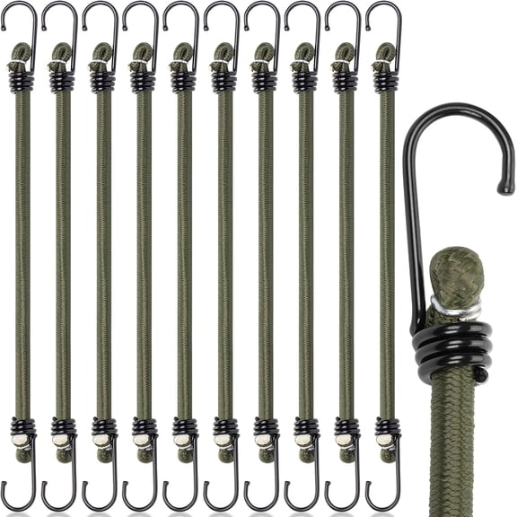 - Bungee Cords with Hooks, 12 inch, 10 Pack, Bungee Cords Heavy Duty Outdoor, Camping