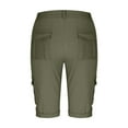 thumbnail image 5 of Tianiyouqing Shorts for Women Cargo Shorts Dressy Elastic Waist Knee Length Trendy Travel Shorts Pull on High Waisted Business Hiking Shorts with 6 Pockets Army Green 2XL, 5 of 5