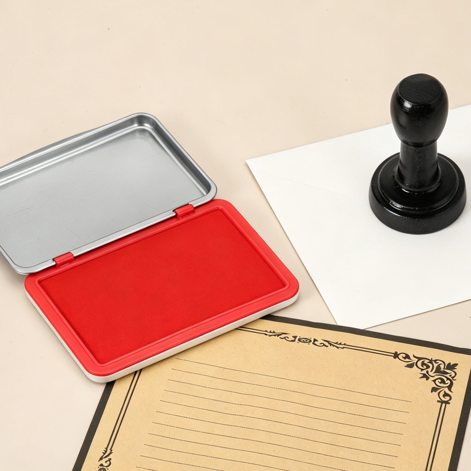 6x4 Inch Stamp Pad, 2Pcs Washable Craft Ink Pad, Waterproof Inkpad Clear Printing for Rubber Stamp, Card Making, Scrapbooking, Fingerprint, Handprint, Stamping, Red/Blue