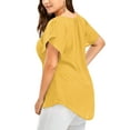 thumbnail image 4 of MAWCLOS Women Sexy Plus Size Tops V Neck Short Sleeve Tunic Blouse Lace Splicing T-shirt Tee for Summer, 4 of 5