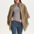 thumbnail image 3 of Women Fall Winter Scarf Large Wide Fringe Plaid Print Contrast Color Warm Thick Triangle Shapw Shoulder Neck Protection Lady Shawl Cape, 3 of 7