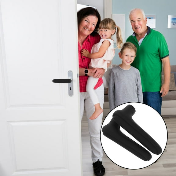 Soimiss 2Pcs Safety Door Handle Protector Silicone Black Door Handle Cover for Kids