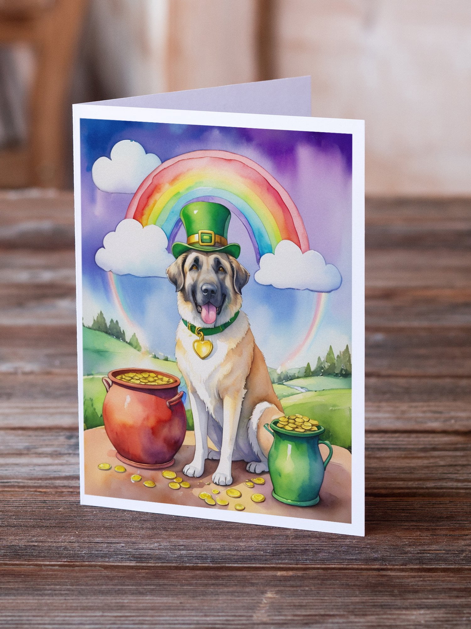 Anatolian Shepherd St Patrick's Day Greeting Cards Pack of 8 7 in x 5 in