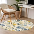 thumbnail image 4 of Round Rugs 3Ft, Seasonal Botanical Blooms Round Area Rug Washable Indoor Throw Carpet, Blue Yellow Flowers Small Non Slip Circle Rug for Bedroom Living Room Home Decor Aesthetic, 4 of 8