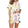 thumbnail image 2 of Xdegoge Reorder Items Bought By Me Two Piece Outfits Women Pajama Sets Stain Silk Pjs Shorts Sets Summer Cute Graphic Button Down Shirts Soft Comfy Casual Matching Sets Loungewear Sleep Nightwear, 2 of 6