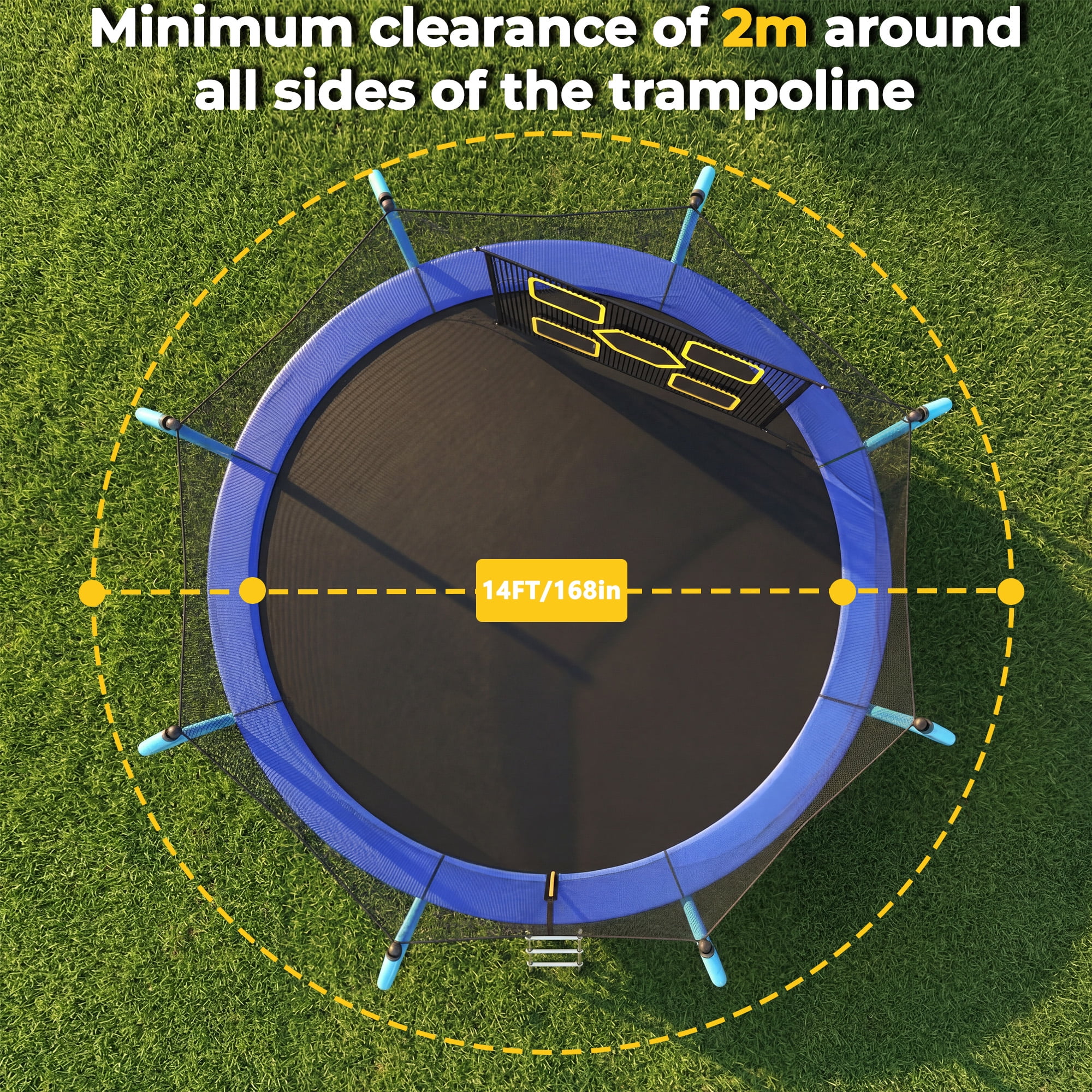 Mersco 12FT/14FT Trampoline for Kids with Mulifunctional Target Cloth,Outdoor Recreational Trampolines with Enclosure Net ,Ladder,Jumping Trampoline Space for Birthday Festival Gifts,Blue
