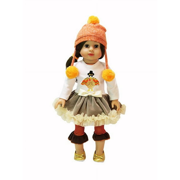 Thanksgiving White & Orange Outfit 3pc Made to fit an 18in Doll