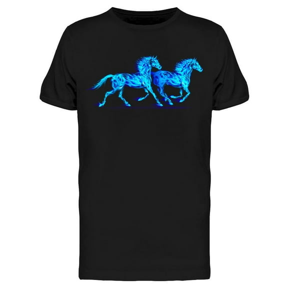 Blue Fire Horses T-Shirt Men -Image by Shutterstock, Male x-Large