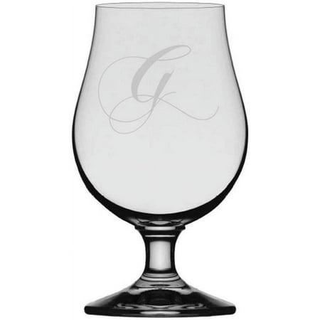 

Chopin Script Etched Monogram Glencairn Crystal Iona Beer Glass Letter G