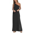 thumbnail image 1 of xiaxaixu Robe Débardeur à une Épaule pour Femmes Couleur Unie Sans Manches Robe de Soirée Fendue pour Cocktail Plage Club Été Mode Urbaine, 1 of 6
