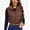 Brown, variant on Womens Gilets Padded Vest Ladies High Stand Collar Lightweight Zip Cropped Puffer Gilets