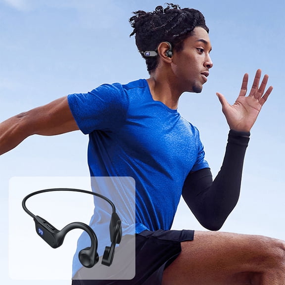 Bone Conduction Bluetooth Headphones - Open Ear Design, Bluetooth 5.2 & Sweatproof, Sports Wireless Earphones with Built-In Mic, Ideal for Running, Gym & Outdoor Workouts