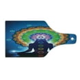 thumbnail image 2 of Colorful Cutting Board, Silhouette of Woman Doing Yoga with Vertical Blending Effects and Mesh Peace Motif, Tempered Glass Cutting and Serving Board, Wine Bottle Shape, Multicolor, by Ambesonne, 2 of 5