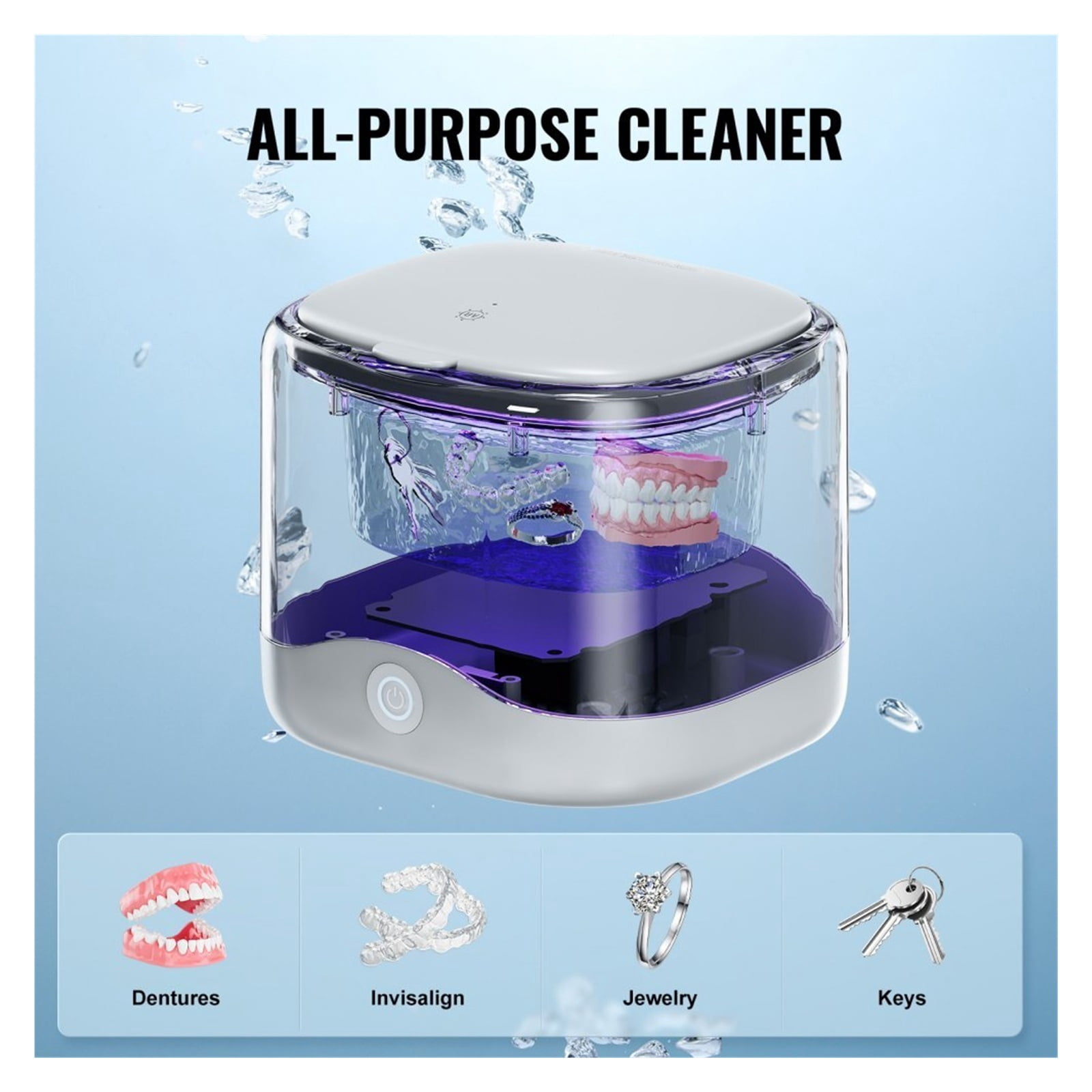 Ultrasonic Cleaner for Dentures Retainer Cleaner Machine with UV Light 30W Cleaning Machine