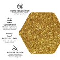 thumbnail image 3 of Pofeuu Gold Glitter Print Coasters for Drinks, 4Pack PU Leather Coasters, Bar Drink Coasters for Tabletop Protection, Furniture from Damage-Hexagon, 3 of 6