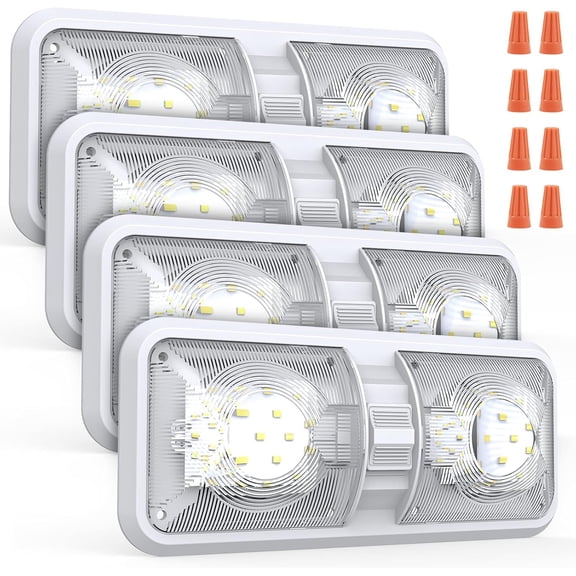 12V LED RV Ceiling Lights, 1000LM 8W Natural White, Interior Dome Light with Switch (4-Pack)