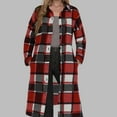 thumbnail image 3 of Crunowin Womens Flannel Plaid Shacket Jacket, Casual Lapel Button Down Tartan Trench Coat Long Sleeve Shirts with Pockets Red 2XL, 3 of 6