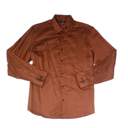 Alfani Casual Shirts - Cognac Mens Button Down Long-Sleeve Shirt 2XL ...