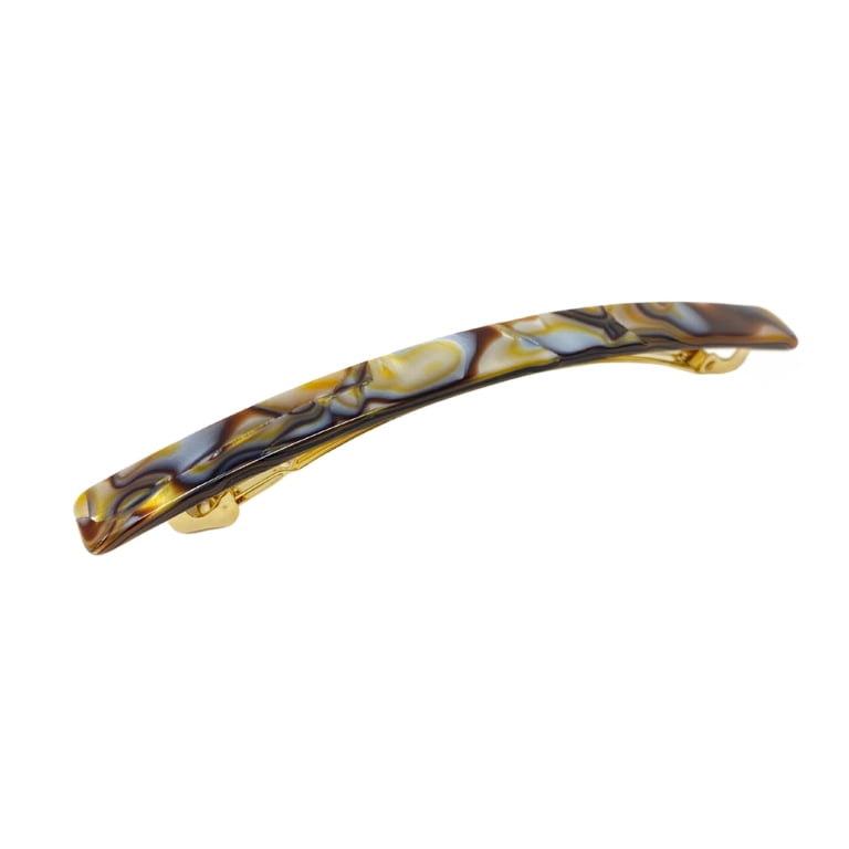 Long Rectangle Black Marble Celluloid Hair Clip Handmade Large Barrette French Amie Long and Skinny Bar Large 4 1/4 main image 4