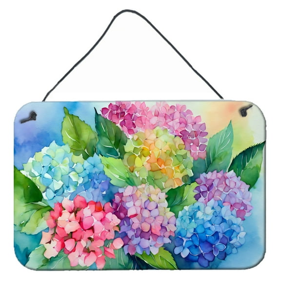 Hydrangeas in Watercolor Wall or Door Hanging Prints 8 in x 12 in