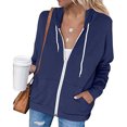 thumbnail image 2 of Sudadera casual de manga larga con cremallera y capucha para mujer, chaqueta con capucha de color sólido con bolsillos, 2 of 6