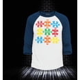 thumbnail image 2 of Shop4Ever Men's Autism Awareness Puzzle Pieces with Words Raglan Baseball Shirt Small White/Black, 2 of 4
