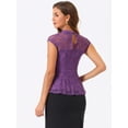 thumbnail image 4 of DARING DIVA Lace Floral Crochet Sleeveless Peplum Blouse XS Dark Purple, 4 of 6
