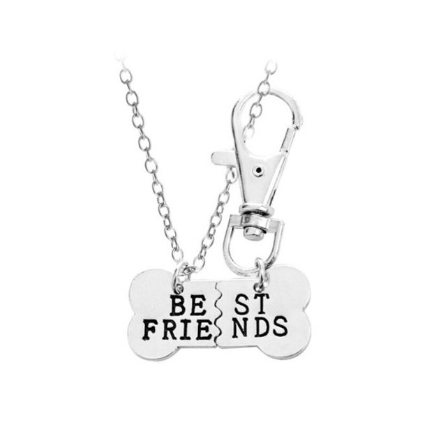 2 Pcs Set Pet Necklace Key Chain Best Friends Charm Dog Tag Collar With Key Chain Pendant Matching Gift Walmart Com Walmart Com