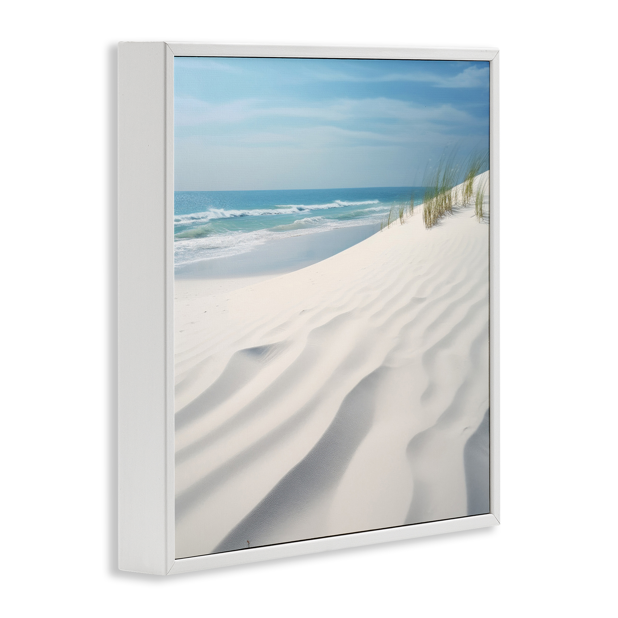 Stupell Industries Seabreeze Windy Dunes Landscape Photography White Framed Art Print Wall Art, 12 x 12