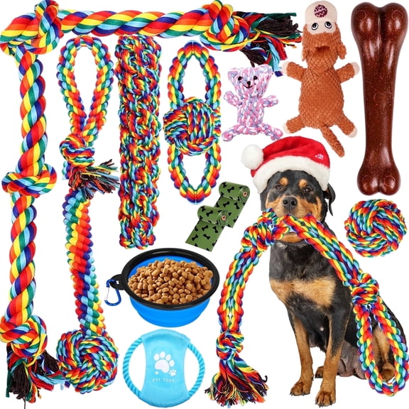 WEPSEN 13 PCS Chew Toys for Aggressive Chewers, Large Dogs, Indestructible Rope Toy for Large Breed Dog, Outdoor Dog Toys