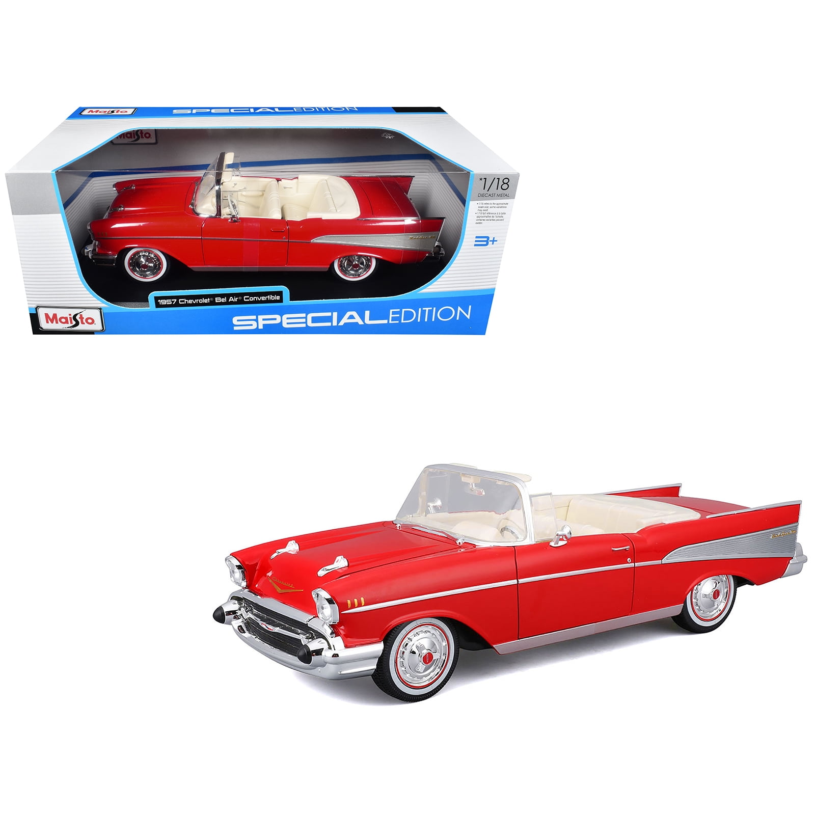 1957 Chevrolet Bel Air Hardtop Black with White Top and Red