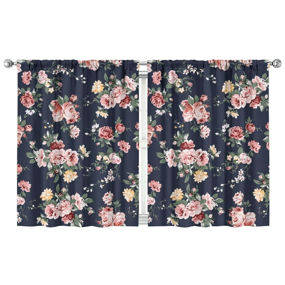 Chic Floral Curtains 42x54 Inch Rod Pocket 2 Panels, Blackout Drapes for Bedroom and Light Filtering Spaces