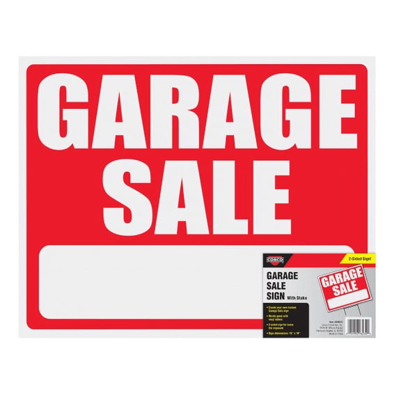 Cosco® "Garage Sale" Sign With Stake Kit, 15" x 19", Red/White