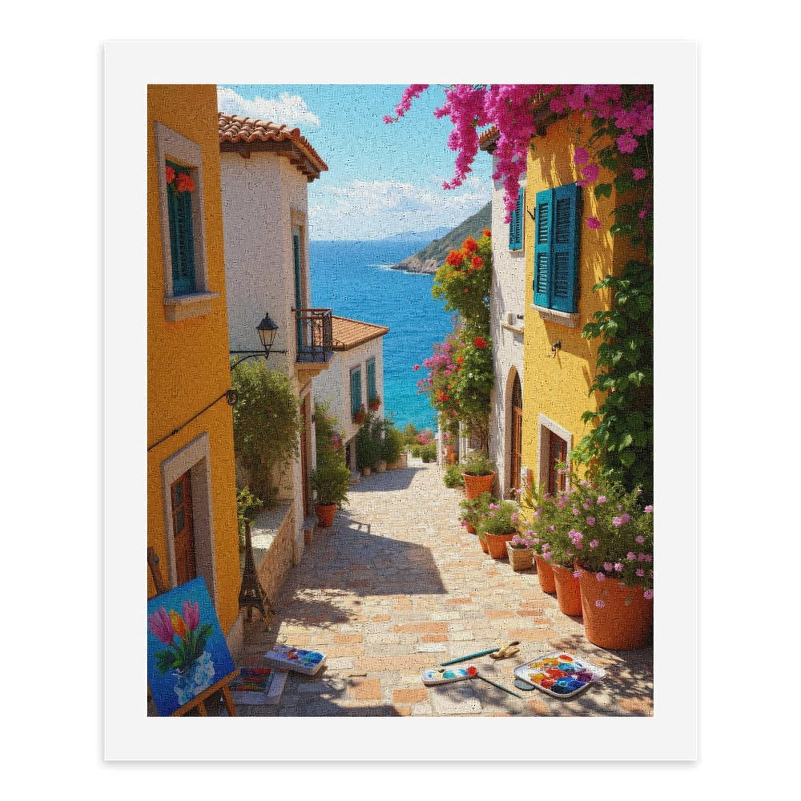 Paint By Numbers Kit for Adults Beginner - Mediterranean Alley Colorful Seaside Art DIY Canvas Painting Kits for Adults, Frameless Paint By Number for Adults for Home Wall Decor 16x20 Inch