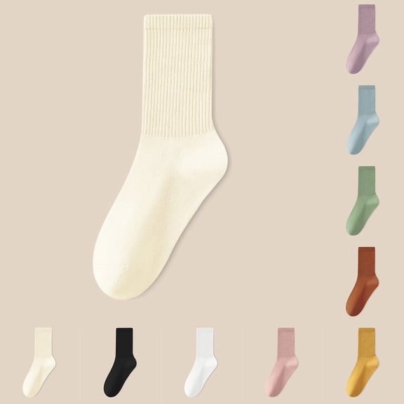 Women's Men's Solid Color Casual Sweat Wicking Long Cotton Socks Novelty Mens Crew Socks Red A