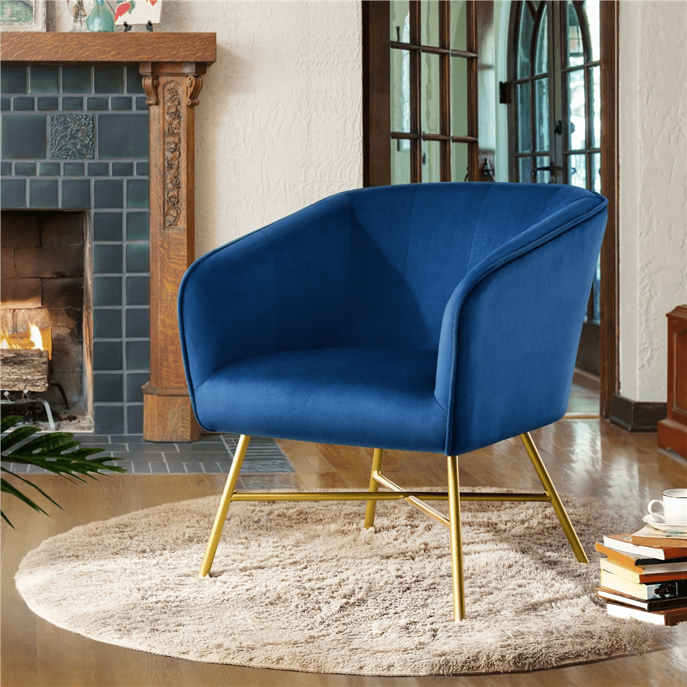 Dark blue velvet chair new arrivals