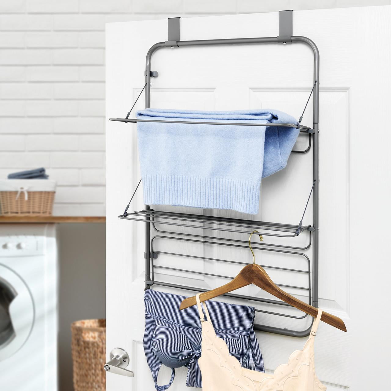 Plastic Coated Over Radiator Clothes Airer Indoor Laundry Hanger 5 Bar Towel Holder Rail Dryer Adjustable Hanging Hooks 1 Pack