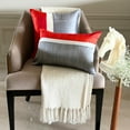 thumbnail image 4 of The HomeCentric Designer Orange 12"x18" (30x45 cm) Lumbar Pillow Cover, Silk Color Blocking & Patchwork Oblong Pillow, Modern Pattern Striped Style - Plush Orange Silk, 4 of 10