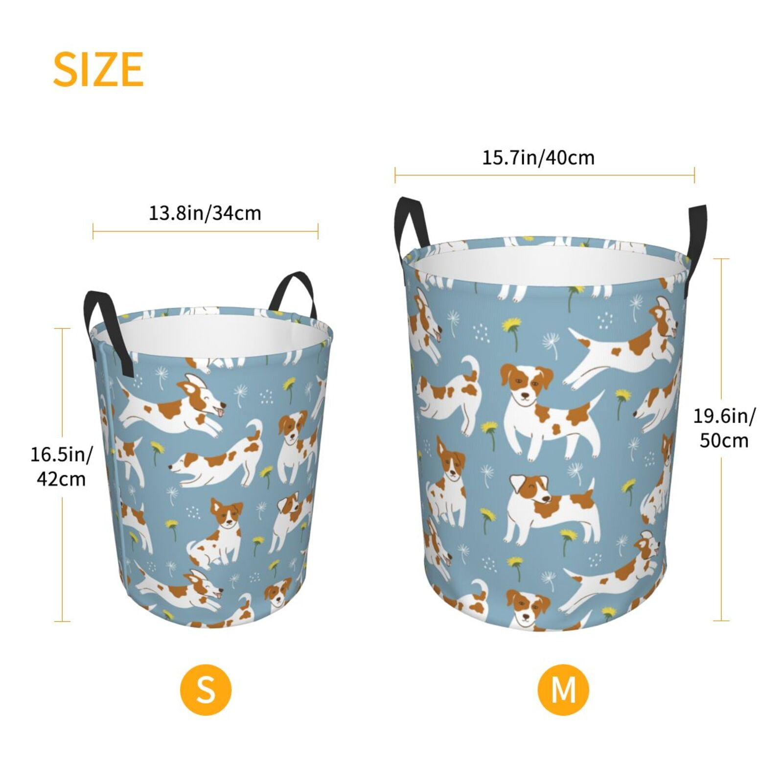 Large Laundry Basket with Handles - Cute Dog Puppy Daisy Kids Baby Dirty Clothes Laundry Hamper for Bedroom Aesthetic