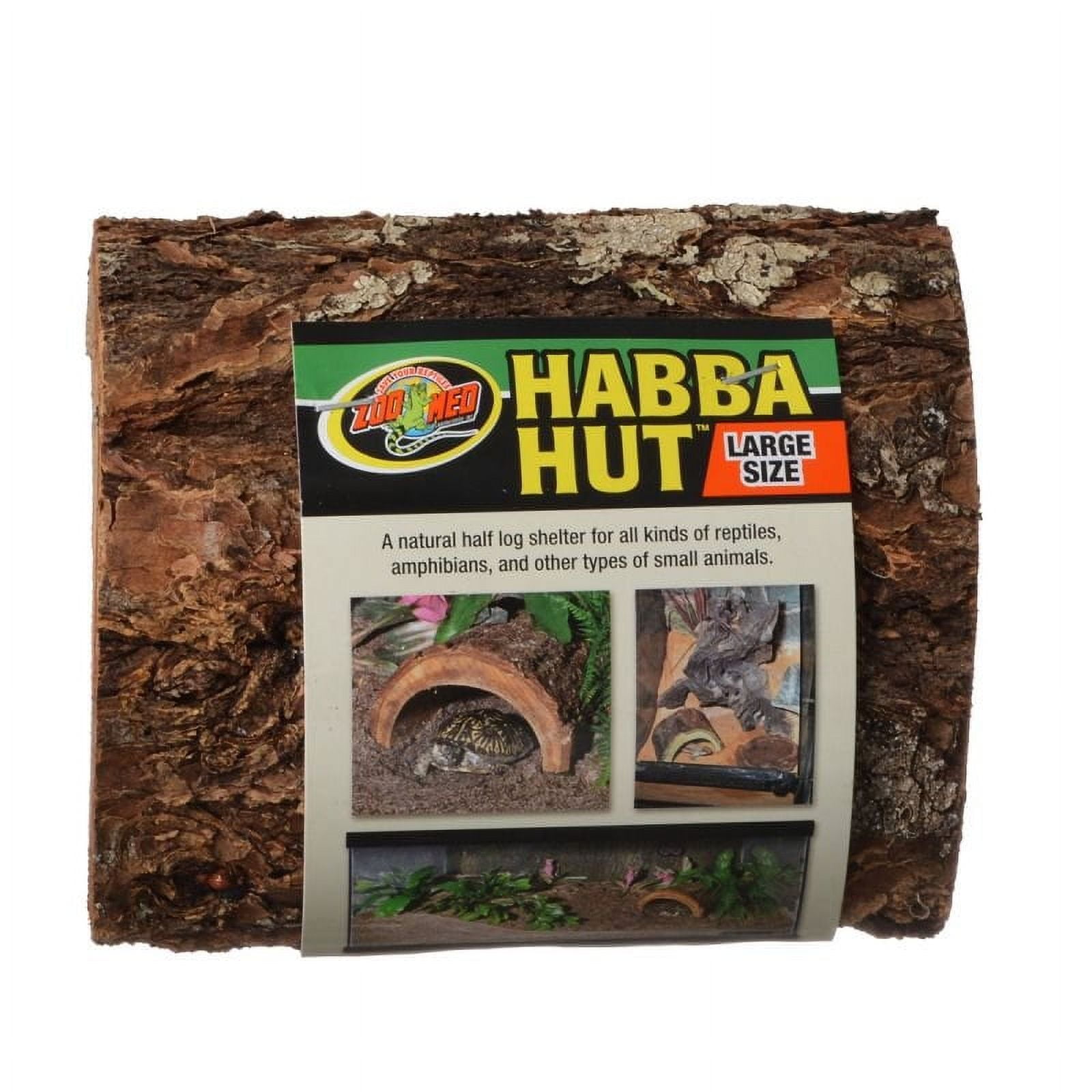 Zoo Med Habba Hut Natural Half Log Shelter for Reptiles, Amphibians, and Small Animals [shelters, Reptile Supplies] Large - 1 count